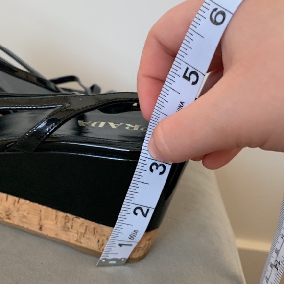 Prada Slingback Black Cork Wedge Sandals - Picture 8 of 10
